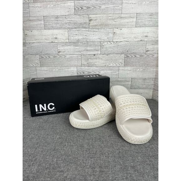 INTERNATIONAL CONCEPTS RAYLEY Pearl White Women’s Slide Sandals Size 10 w/ Box - Picture 1 of 10